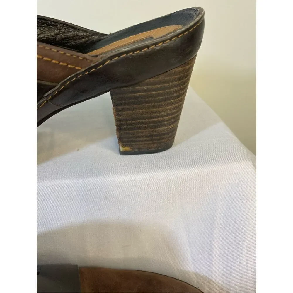 CLARKS Artisan Size 10 Brown Leather Heeled Mule